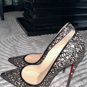 Christian Louboutin So Pretty Black Patent Leather Glitter Pump So Kate 120